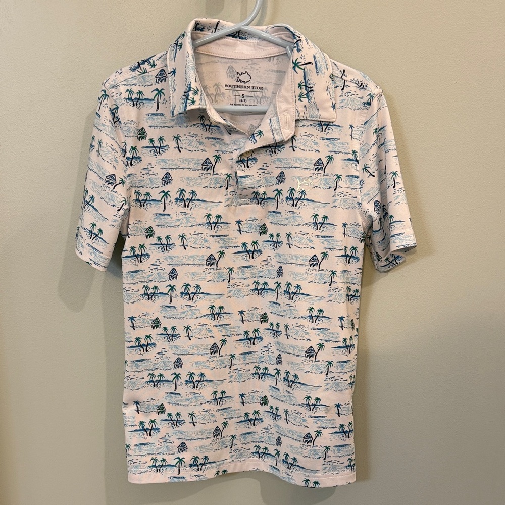 Southern Tide Palm Print Shirt size small 6/7